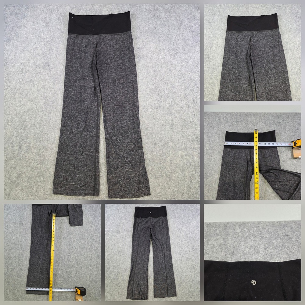 Lululemon Pants Womens 6? Gray Bootcut Yoga Fold Over Waist Stretch Knit